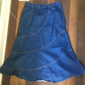 Westport patchwork maxi denim skirt